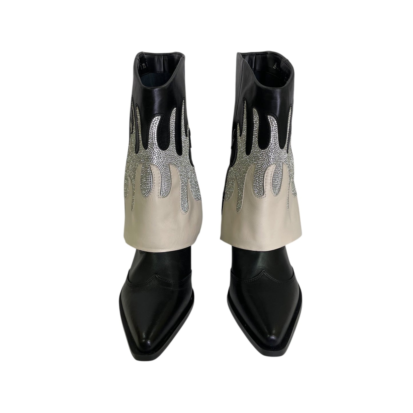 Boots Western By Gianni Bini In Black & Cream, Size:8.5