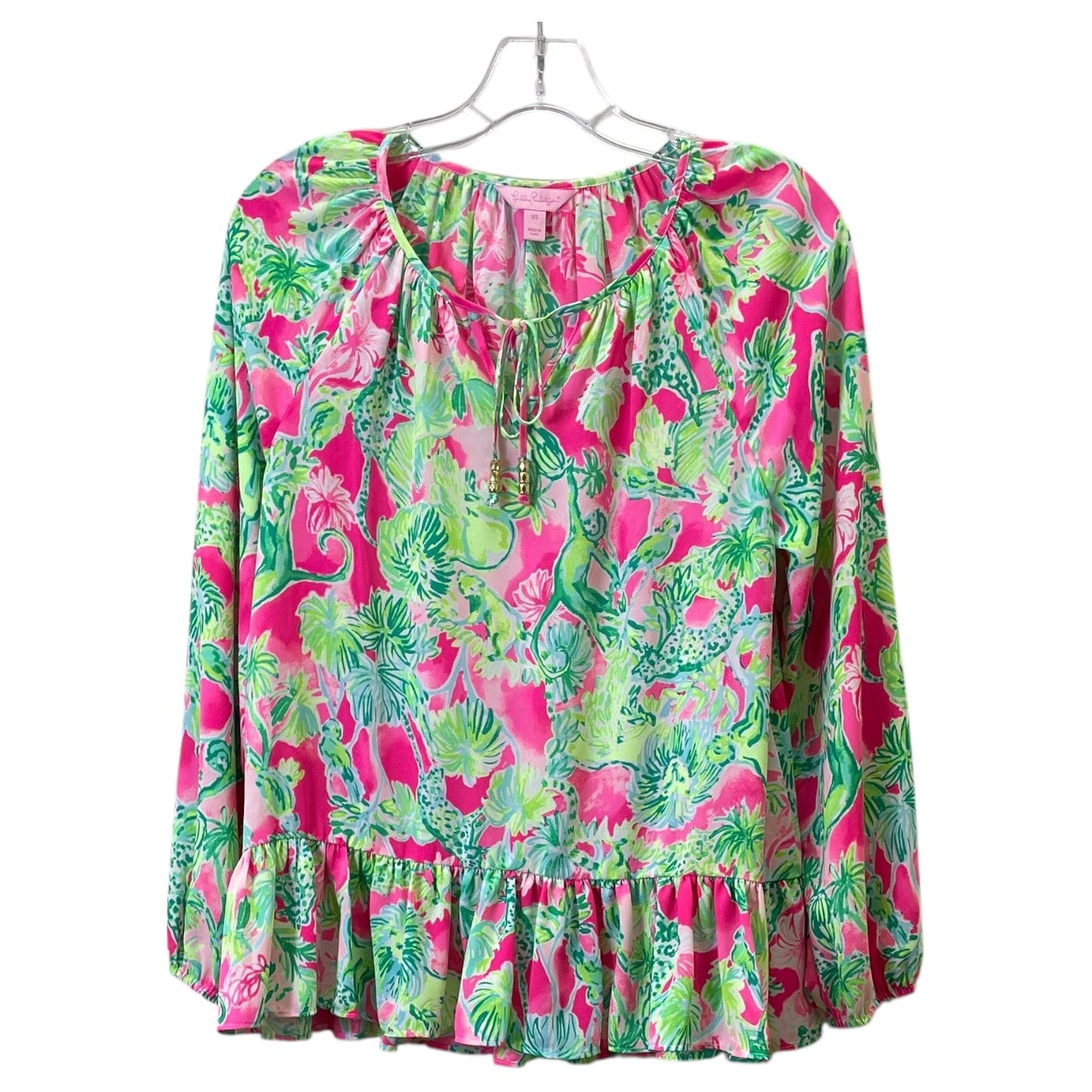 Top Ls Designer By Lilly Pulitzer In Green & Pink, Size:Xs