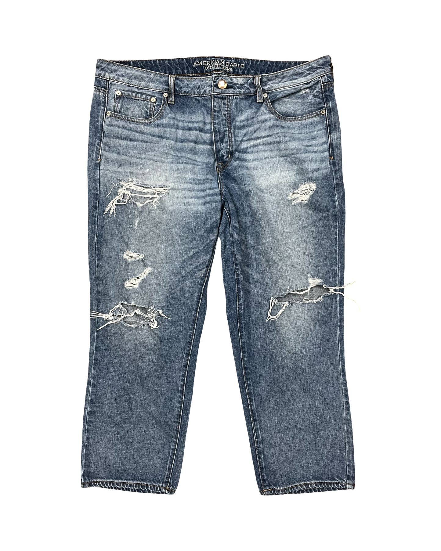 Jeans Cropped By American Eagle In Blue Denim, Size:18