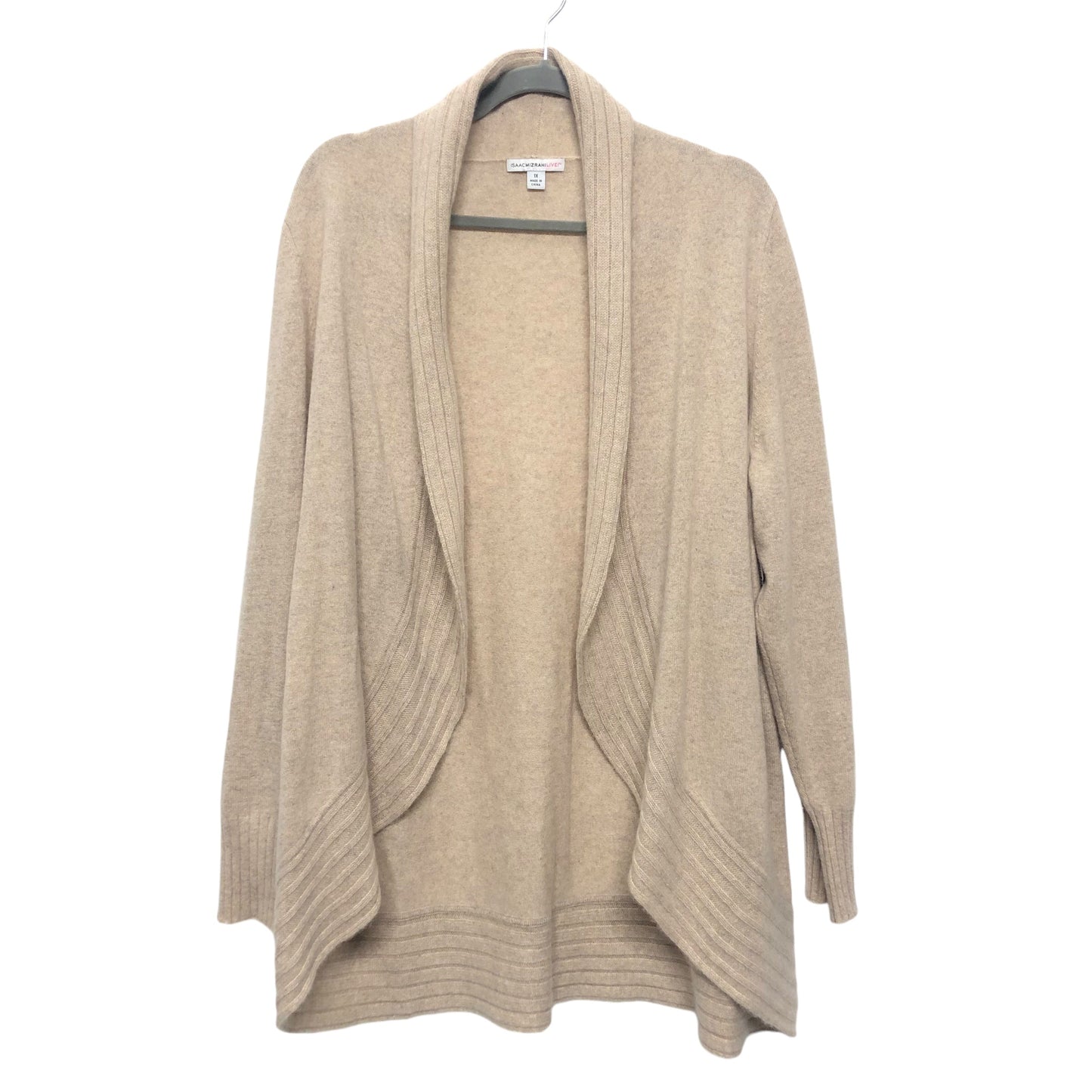 Sweater Cardigan By Isaac Mizrahi Live Qvc In Beige, Size:1X