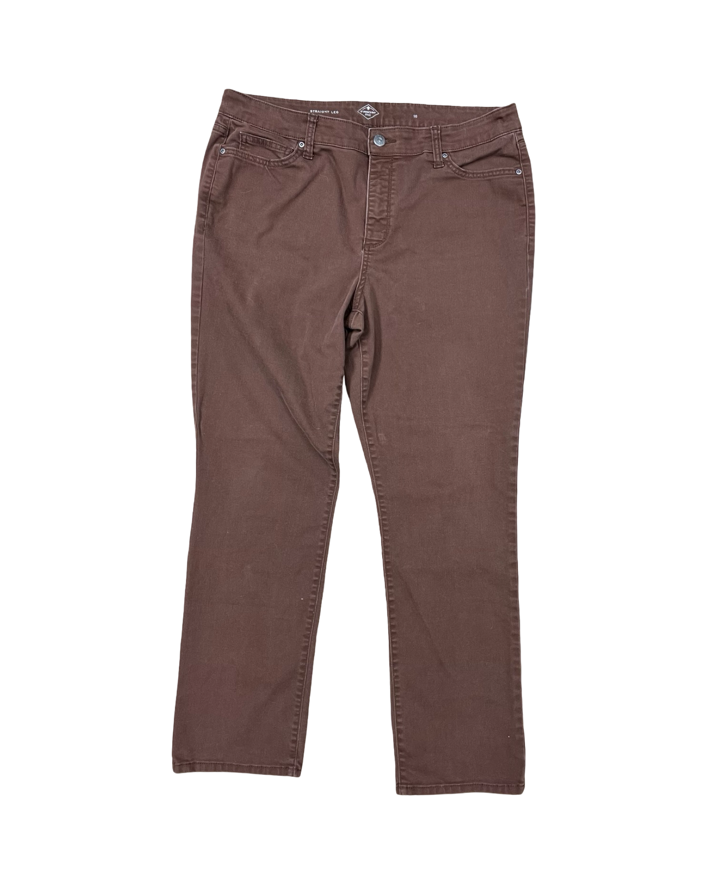Jeans Straight By St Johns Bay In Brown Denim, Size:16