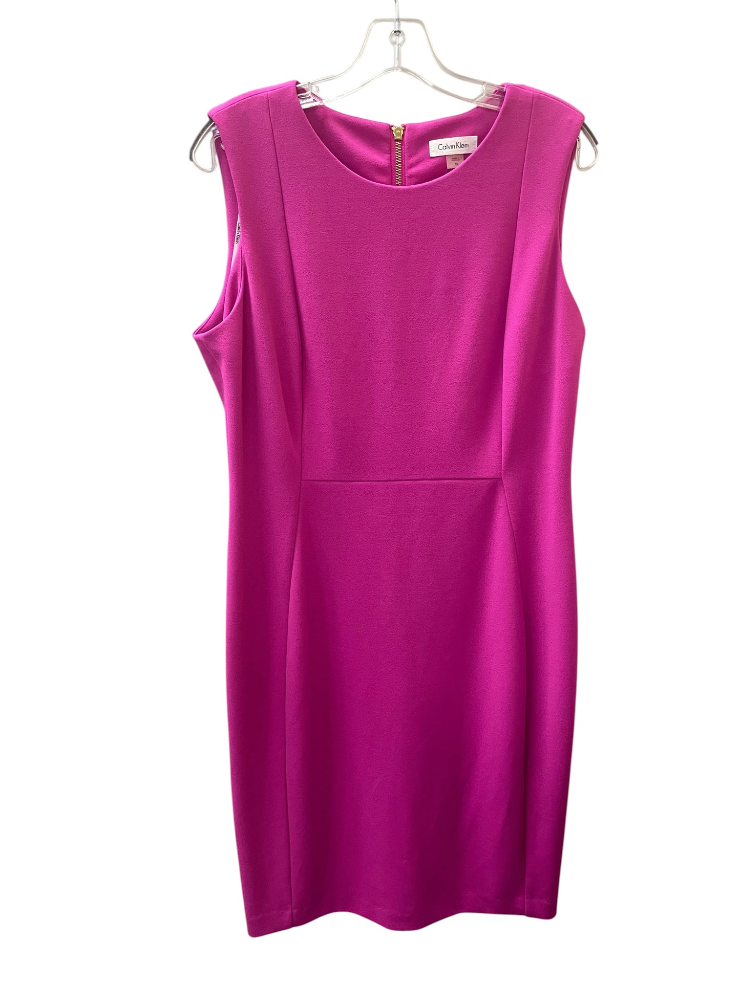 Dress Casual Midi By Calvin Klein In Pink, Size:14