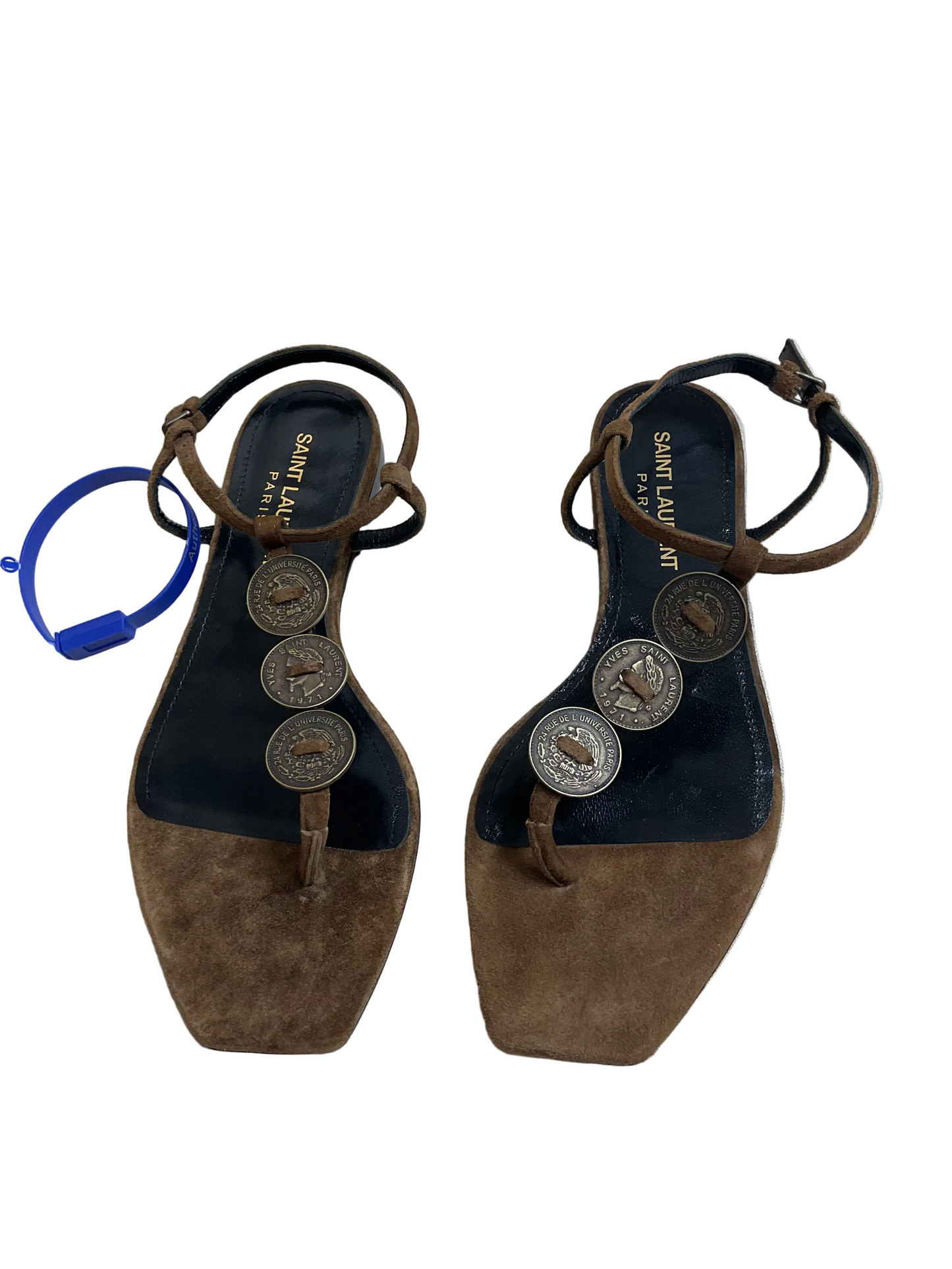 Sandals Designer By Yves Saint Laurent In Brown, Size:5