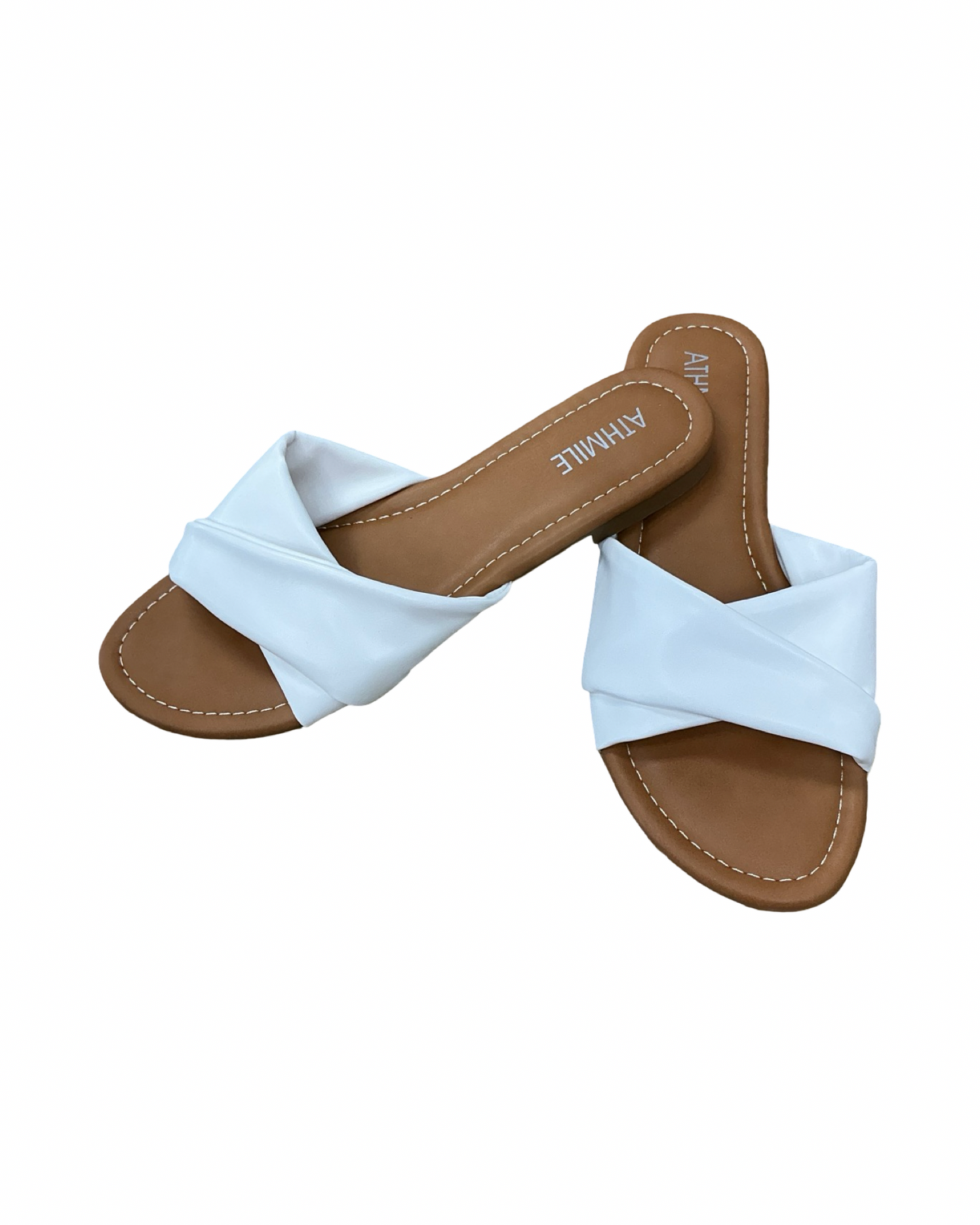 Sandals Flats By Clothes Mentor In White, Size:8