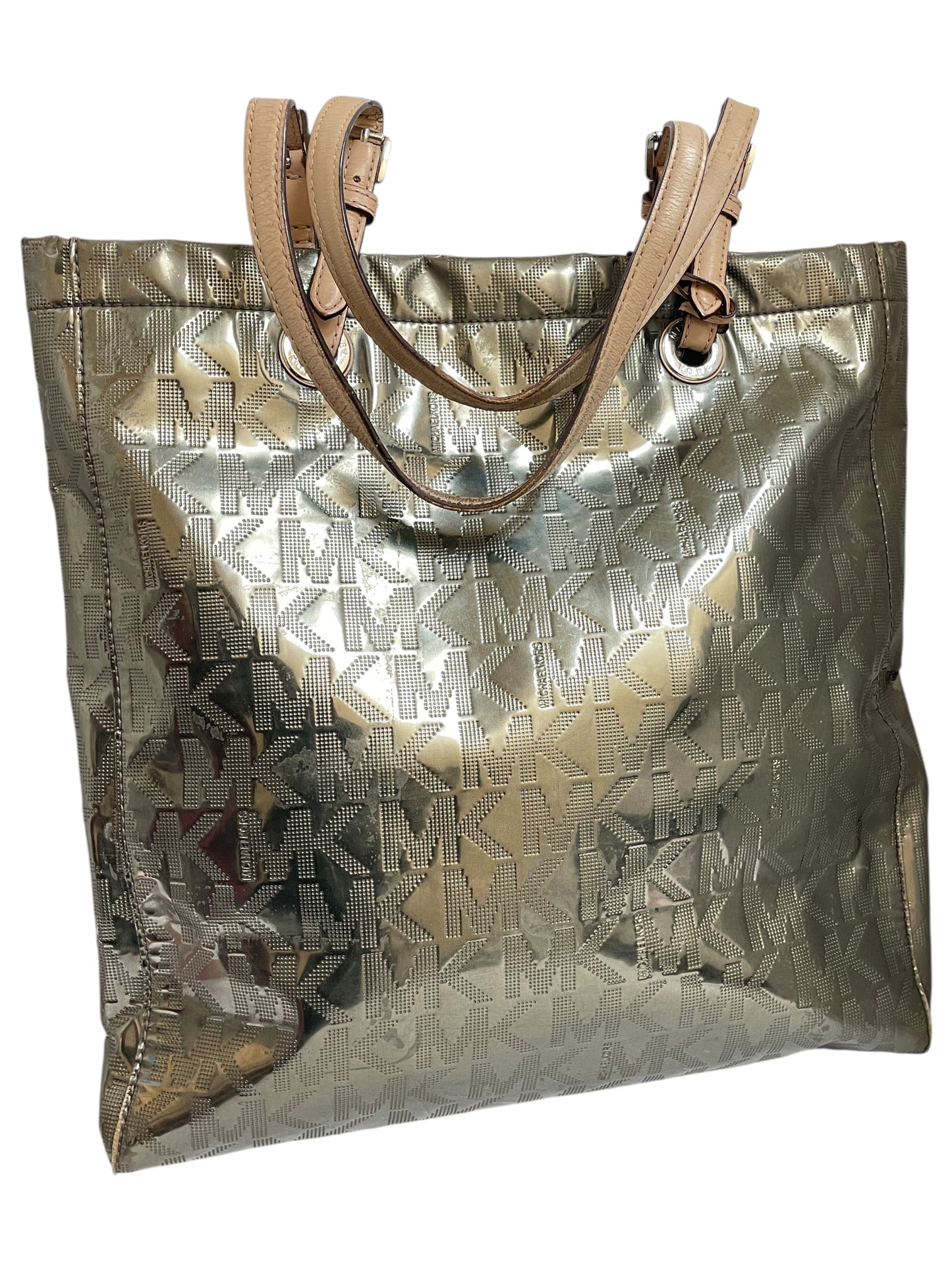 Handbag Designer By Michael Kors In Silver, Size:Large