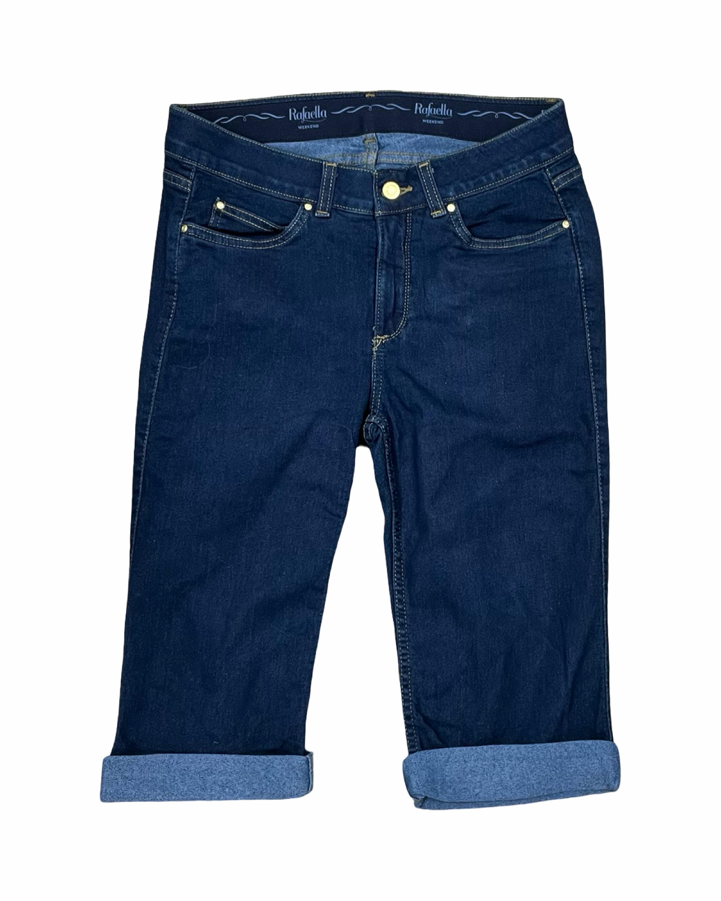 Jeans Cropped By Rafaella In Blue Denim, Size:8
