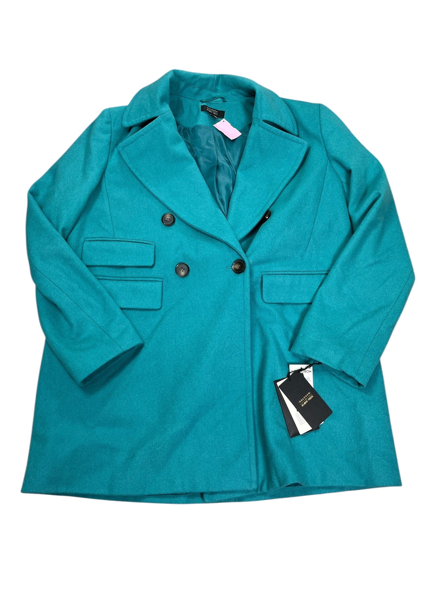 Coat Peacoat By Halogen In Teal, Size:Xl