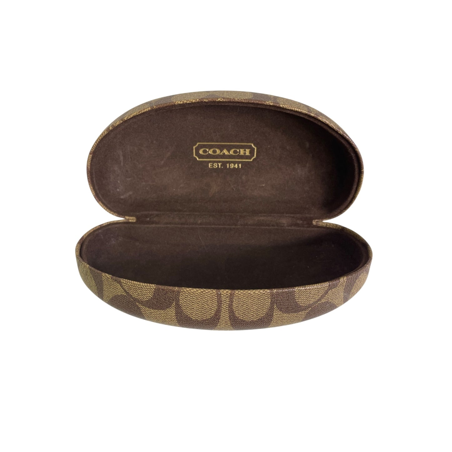 Sunglass Case Designer By Coach In Brown & Cream