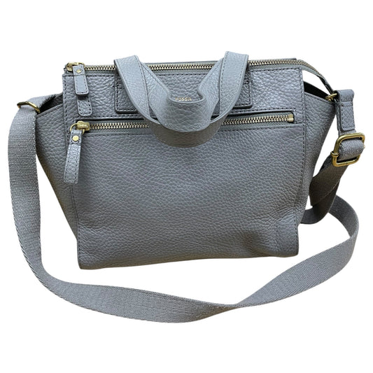 Crossbody Leather By Fossil In Grey, Size:Medium