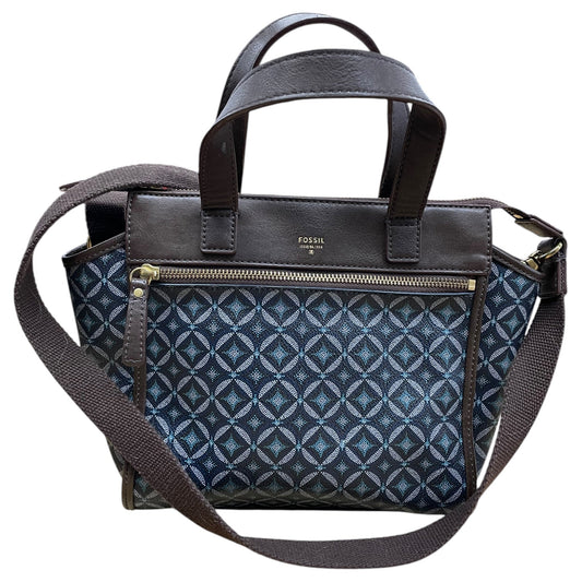 Handbag By Fossil In Blue & Brown, Size:Medium