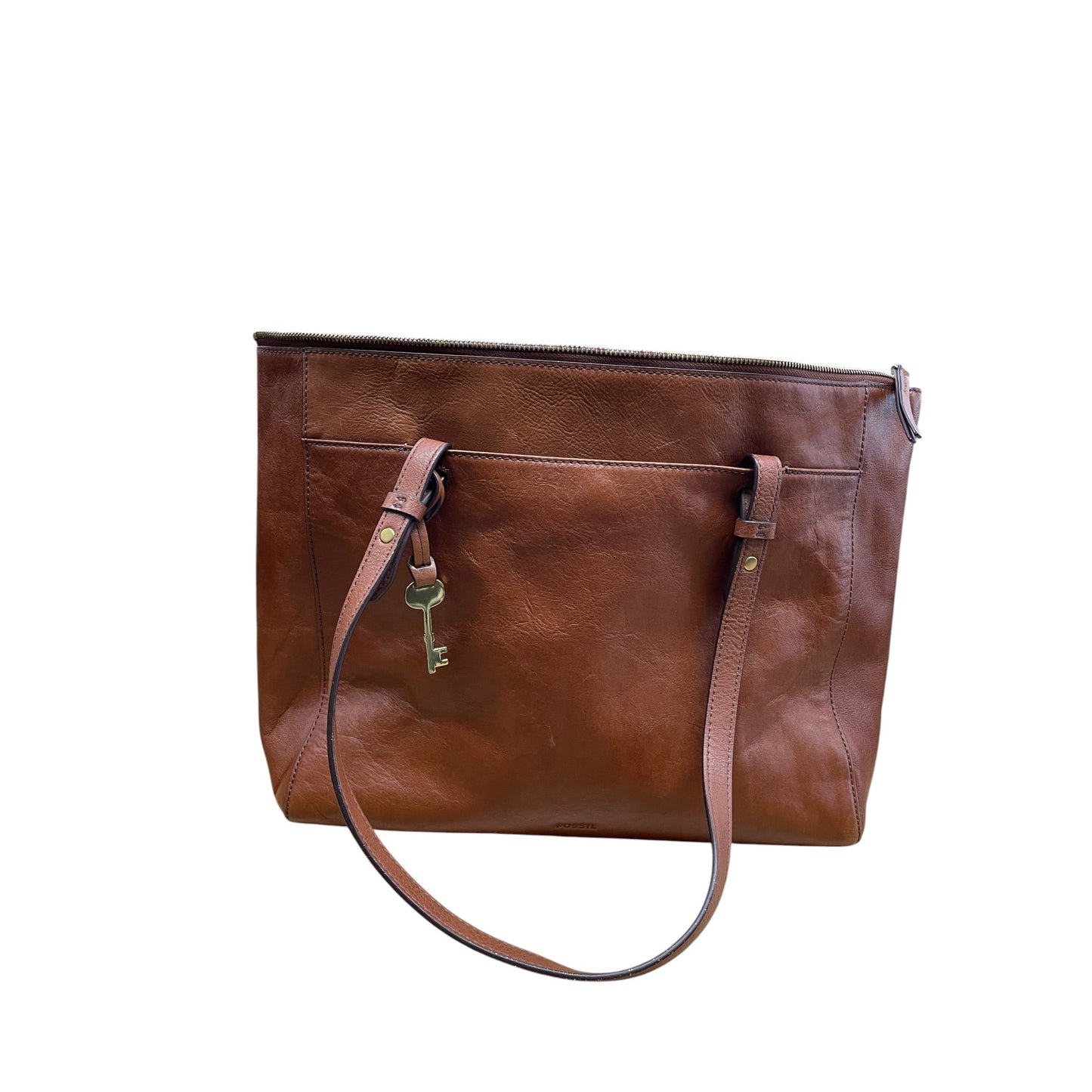 Handbag Leather By Fossil In Brown, Size:Large