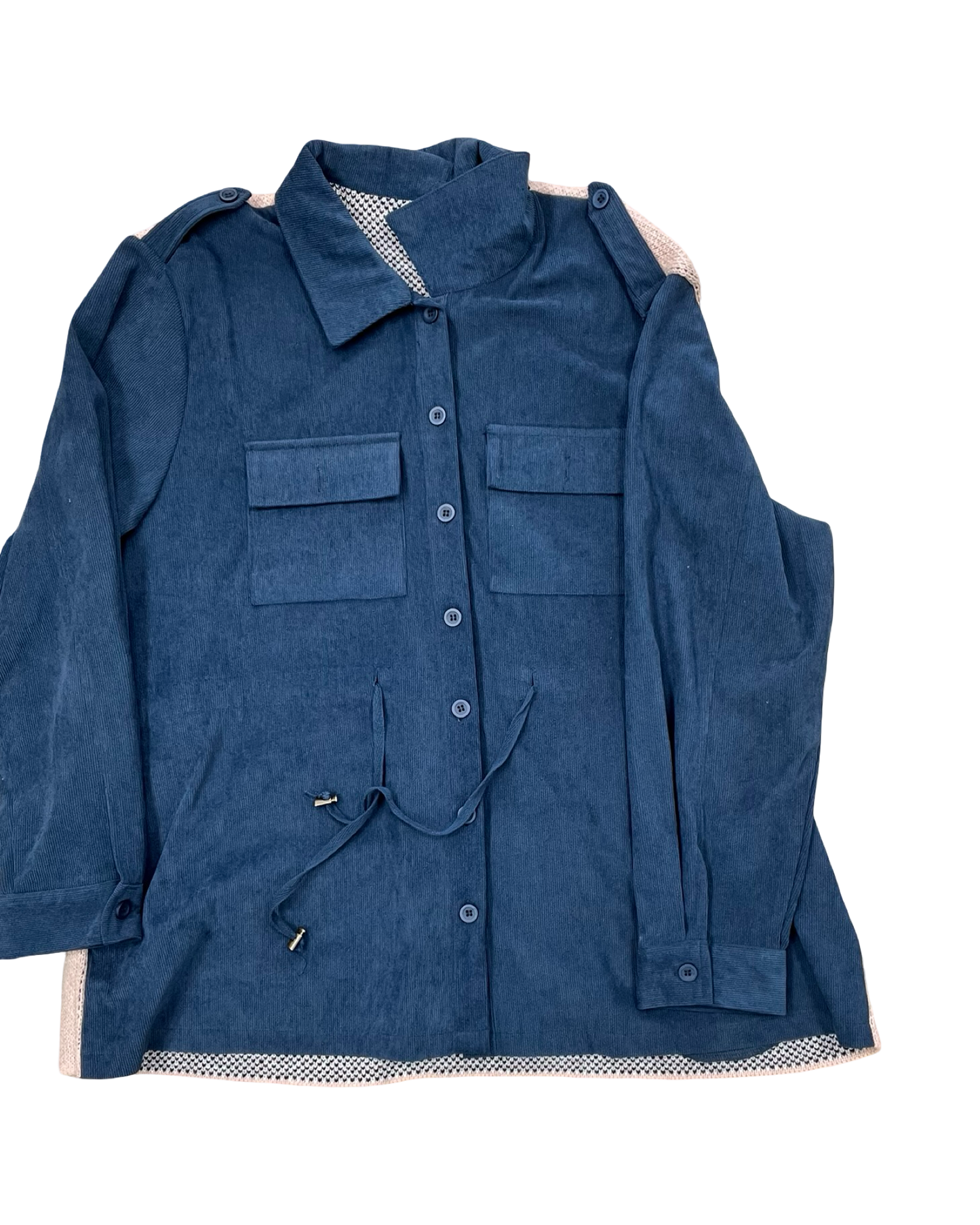 Jacket Shirt By Clothes Mentor In Blue & Pink, Size:2X