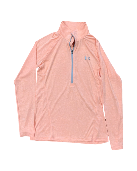 Athletic Top Ls Collar By Under Armour In Orange, Size:M