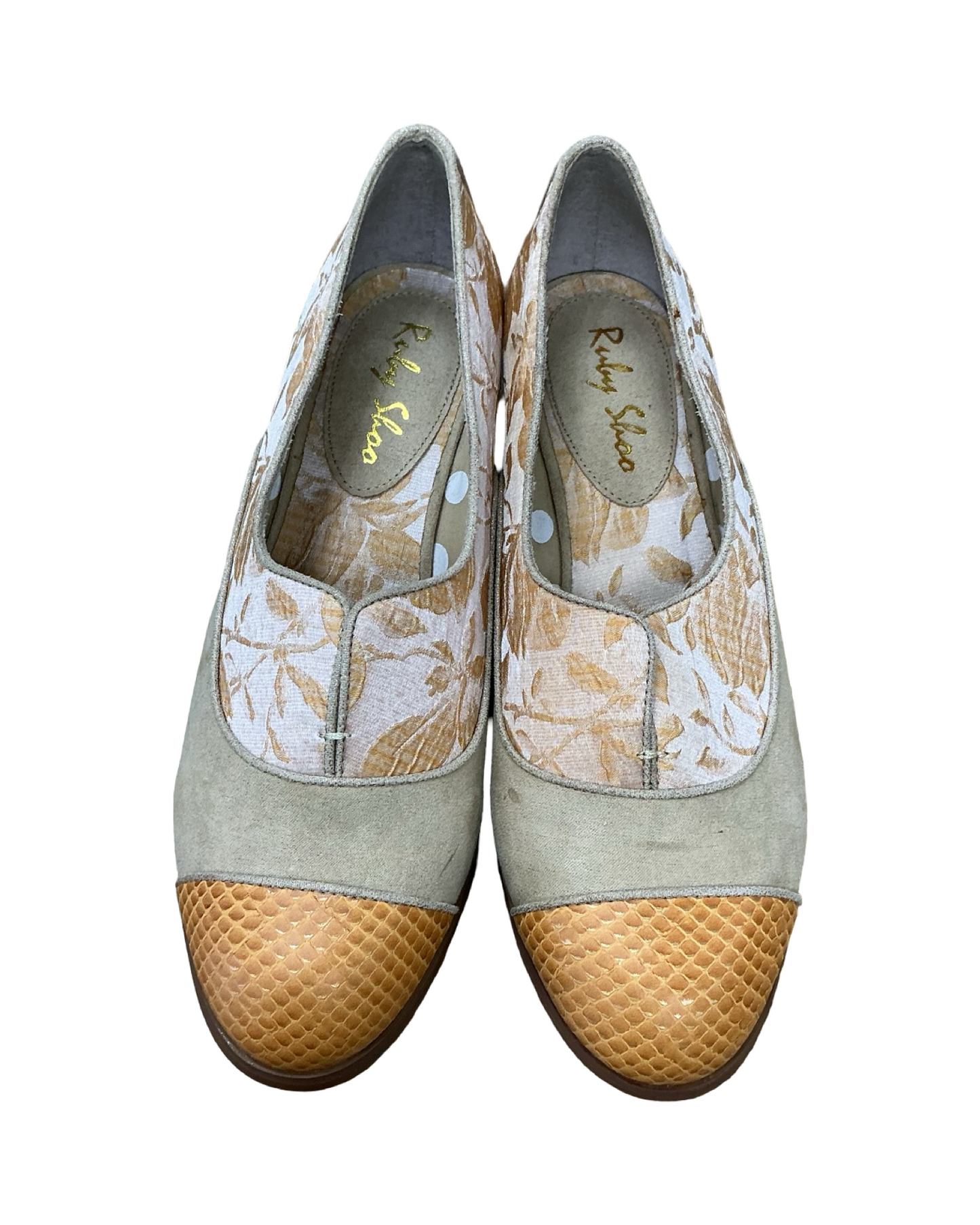 Shoes Heels Block By Clothes Mentor In Tan & White, Size:7