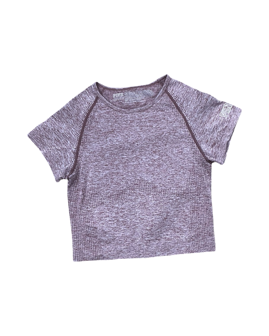 Athletic Top Ss By Pink In Maroon, Size:L