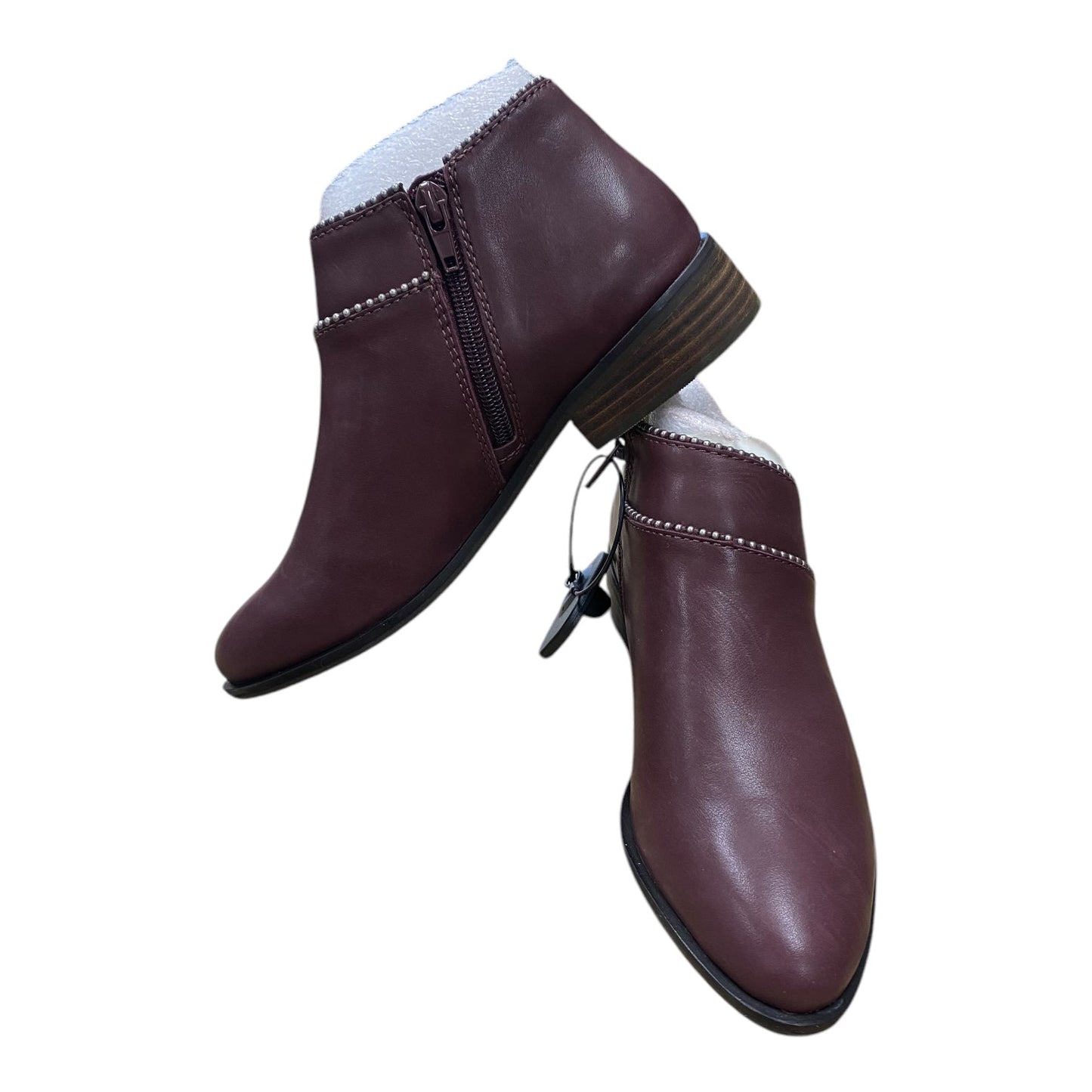 Boots Ankle Heels By Lucky Brand In Maroon, Size:6