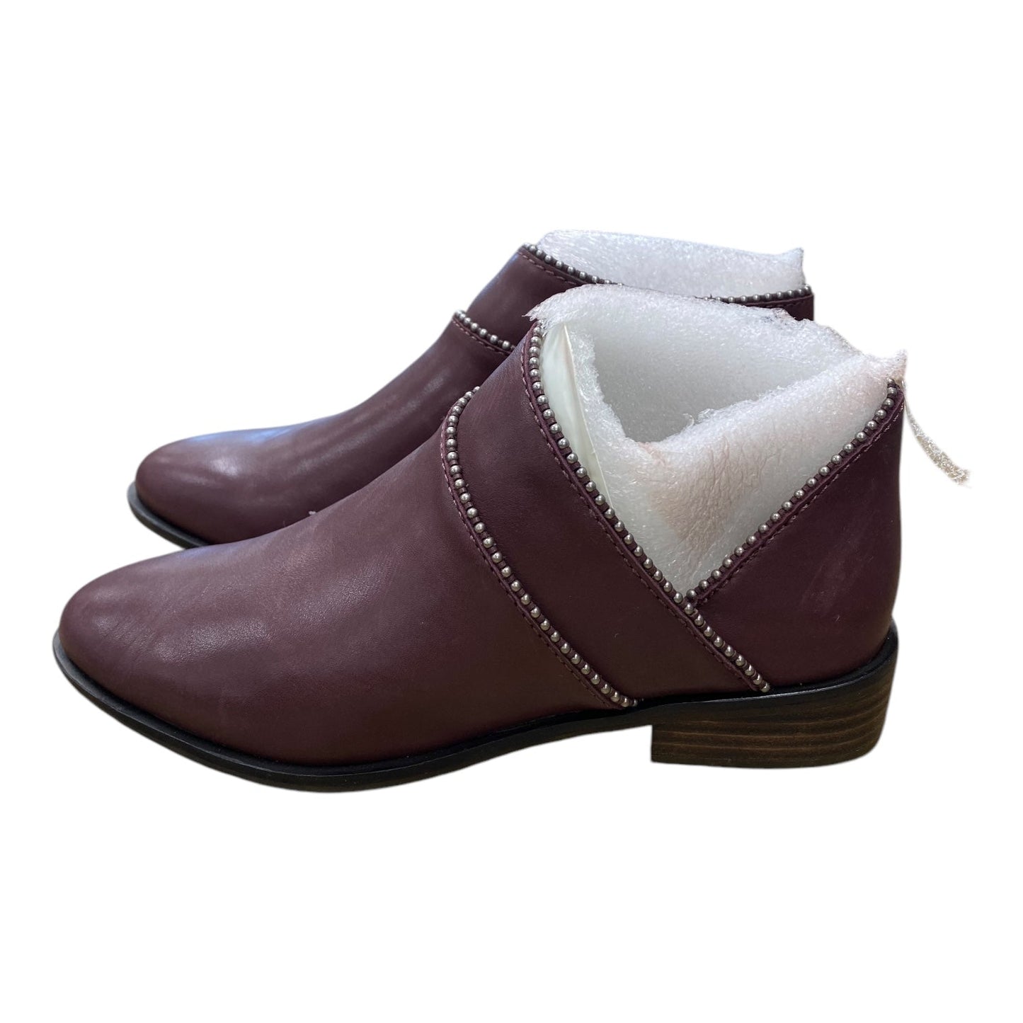 Boots Ankle Heels By Lucky Brand In Maroon, Size:6