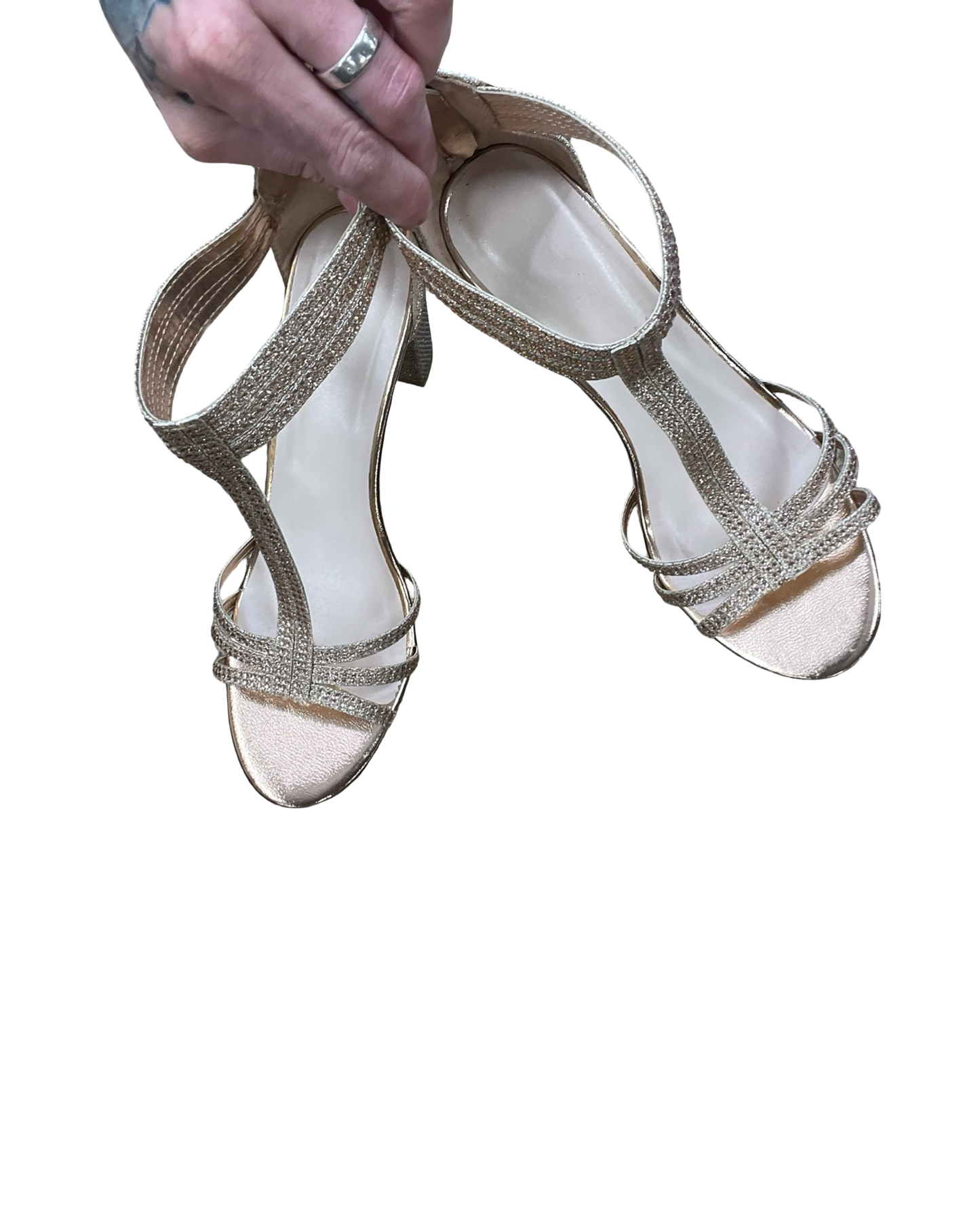 Shoes Heels Block By Clothes Mentor In Gold, Size:8