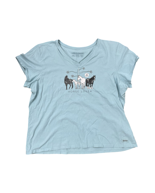Top Ss By Life Is Good In Blue, Size:1X