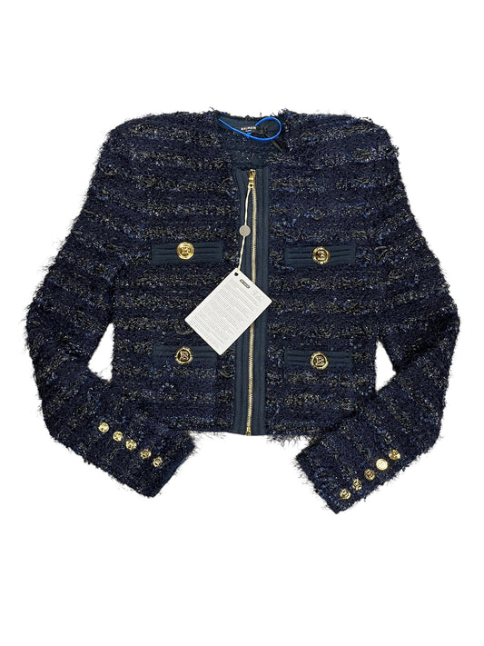 Blazer Luxury Designer By Balmain In Blue, Size:M