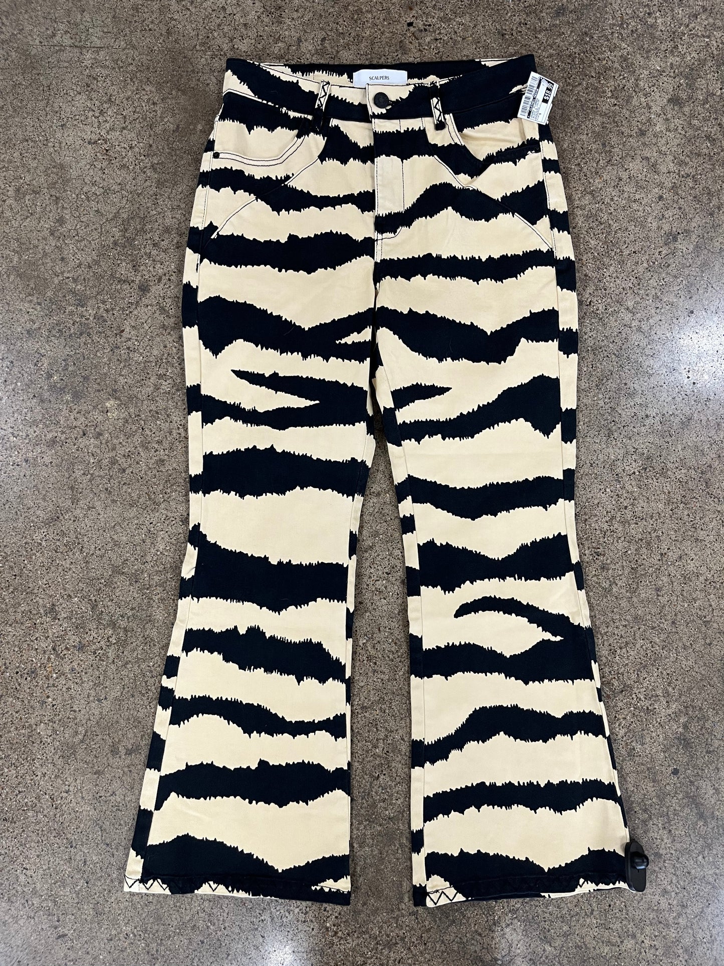 Jeans Flared By Clothes Mentor In Black & Cream, Size:S