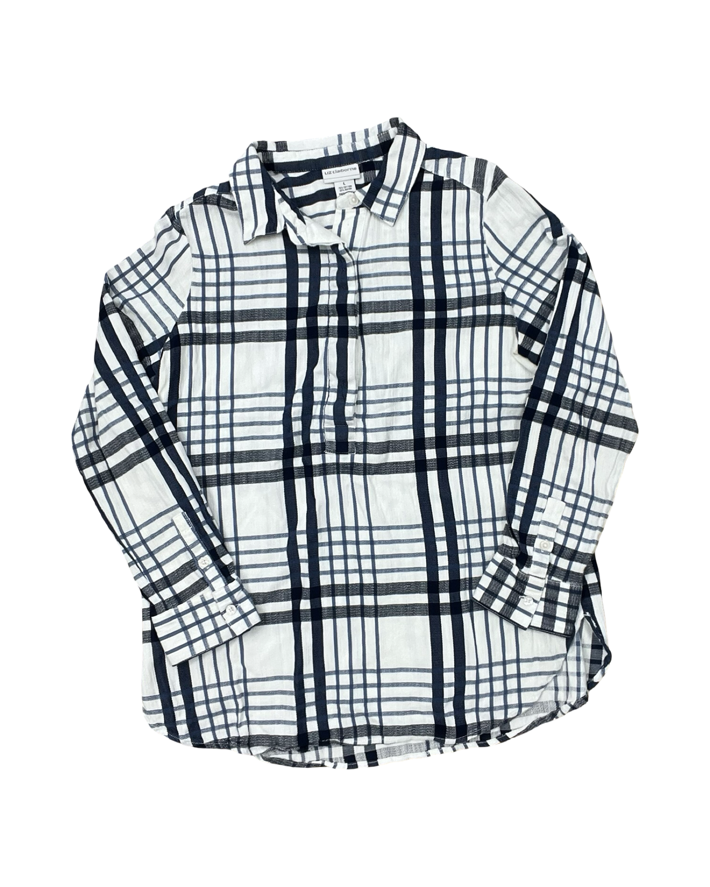 Top Ls By Liz Claiborne In Blue & White, Size:L