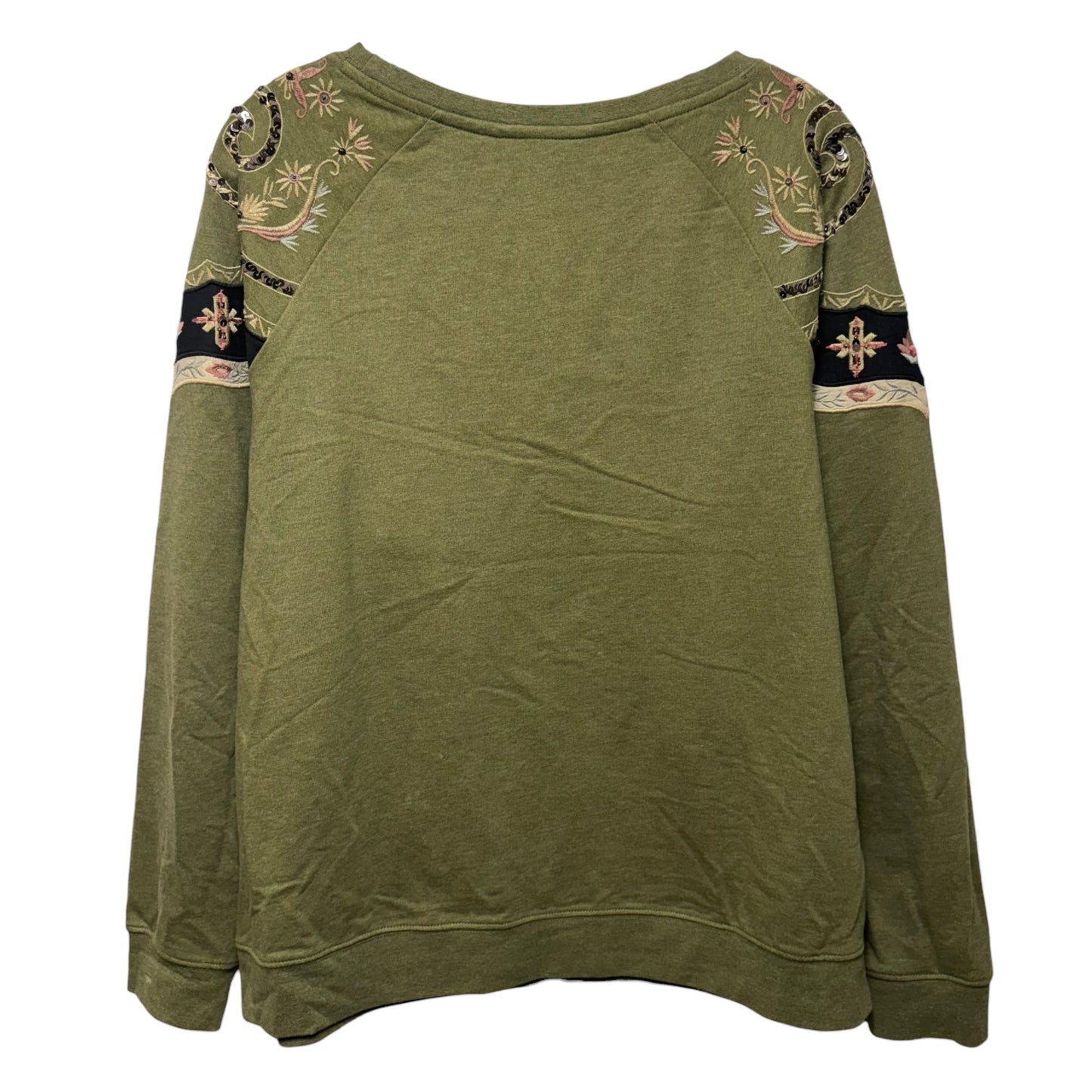 Embellished Sweatshirt Crewneck By Soft Surroundings In Green, Size: XL