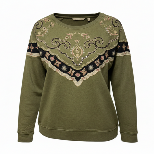 Embellished Sweatshirt Crewneck By Soft Surroundings In Green, Size: XL