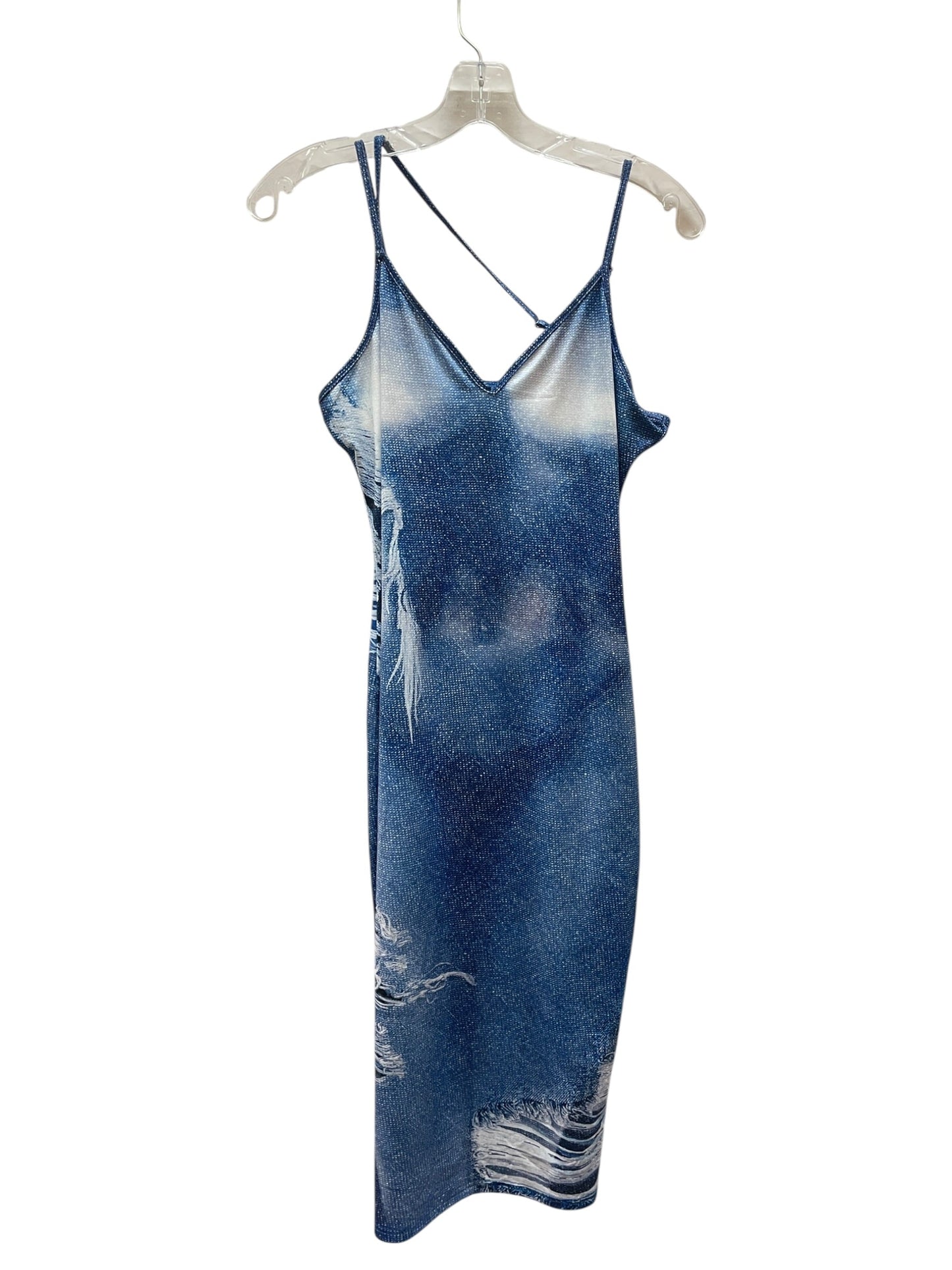 Dress Casual Maxi By Shein In Blue & White, Size:M