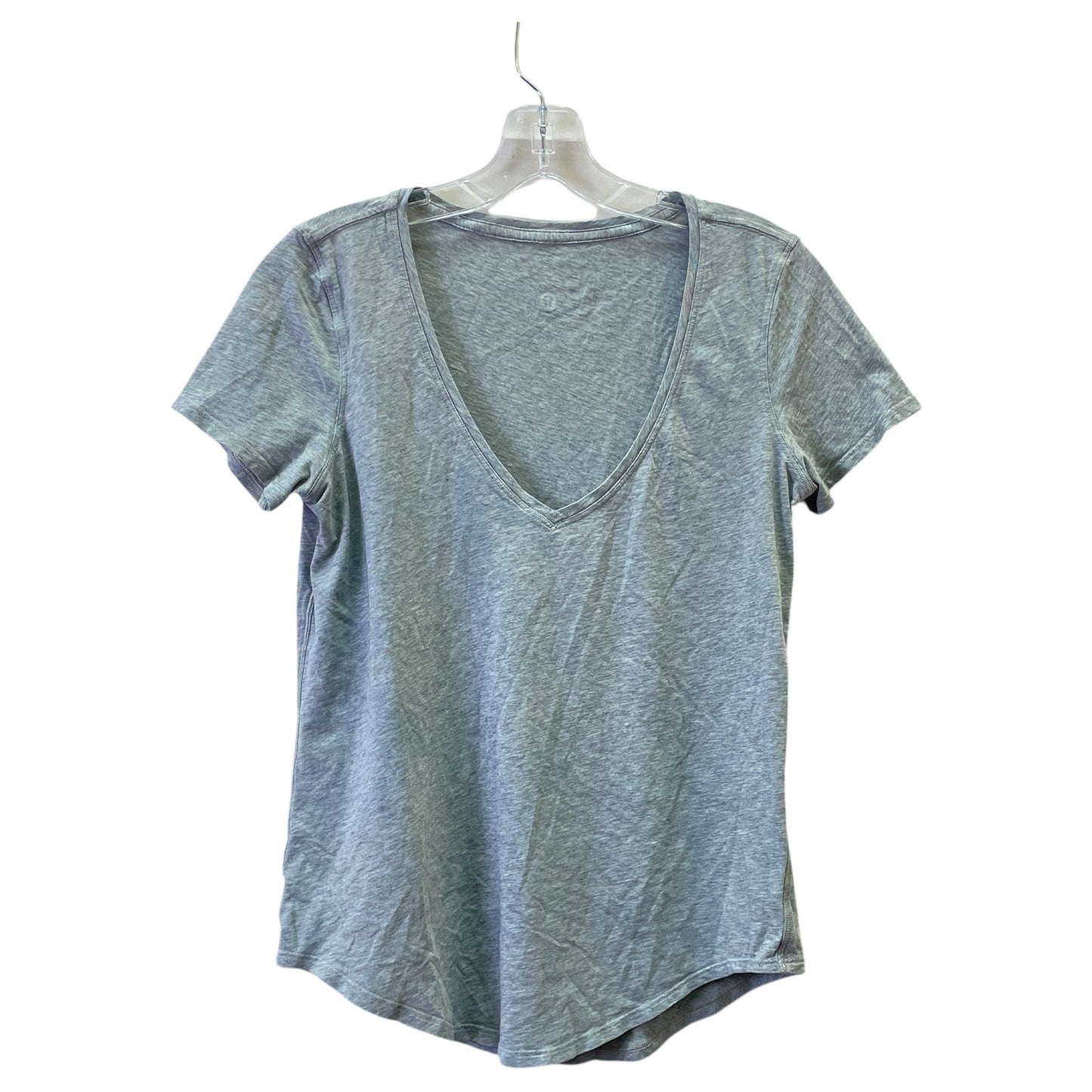 Athletic Top Ss By Lululemon In Grey, Size:S