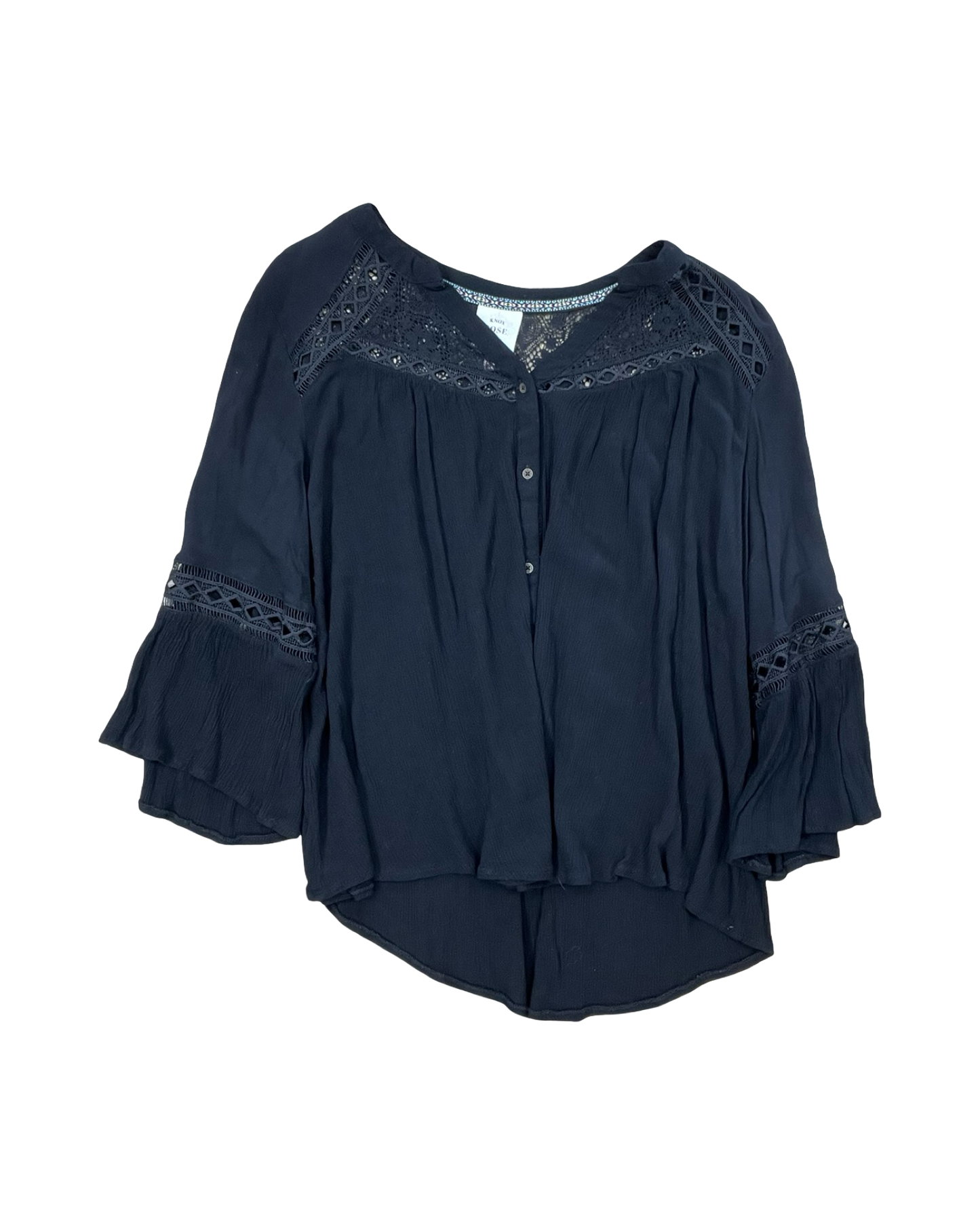 Blouse 3/4 Sleeve By Knox Rose In Black, Size:1X