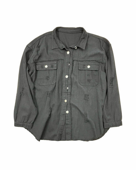 Jacket Shirt By Clothes Mentor In Black, Size:2X