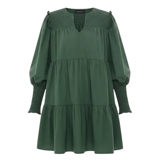 Ceci Smocked Dress By Pomander Place In Jaguar Green, Size: M