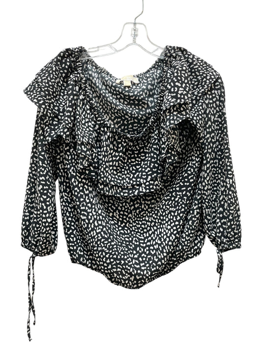 Blouse 3/4 Sleeve By Michael By Michael Kors In Black & White, Size:S