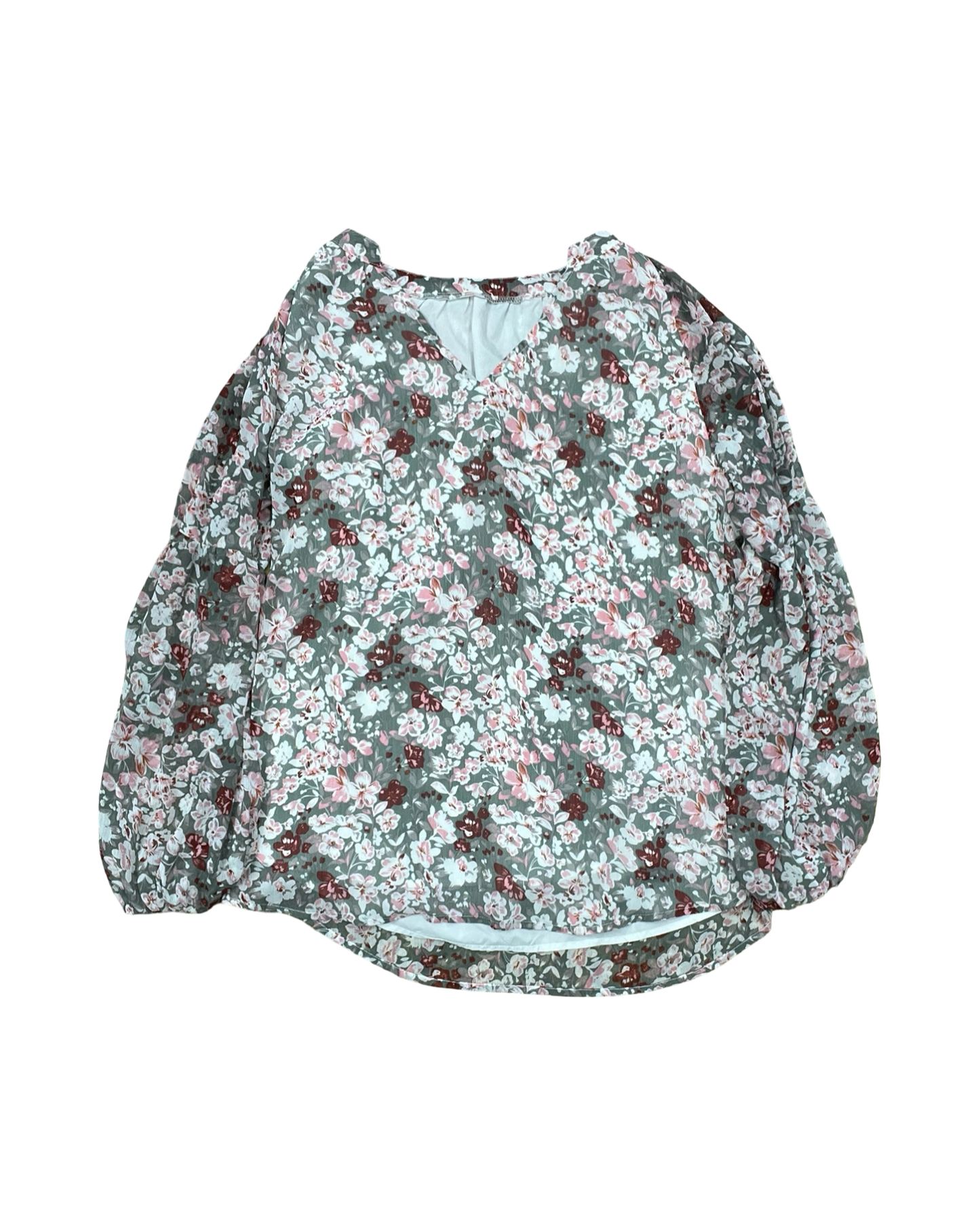 Top Ls By Clothes Mentor In Grey & Pink, Size:M
