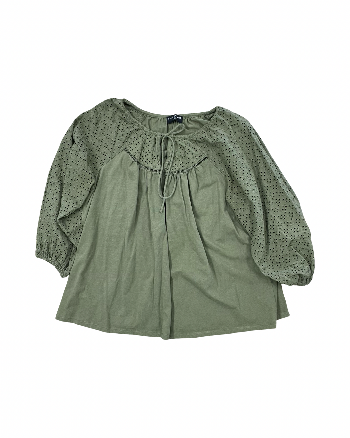 Top 3/4 Sleeve By Lane Bryant In Green, Size:2X