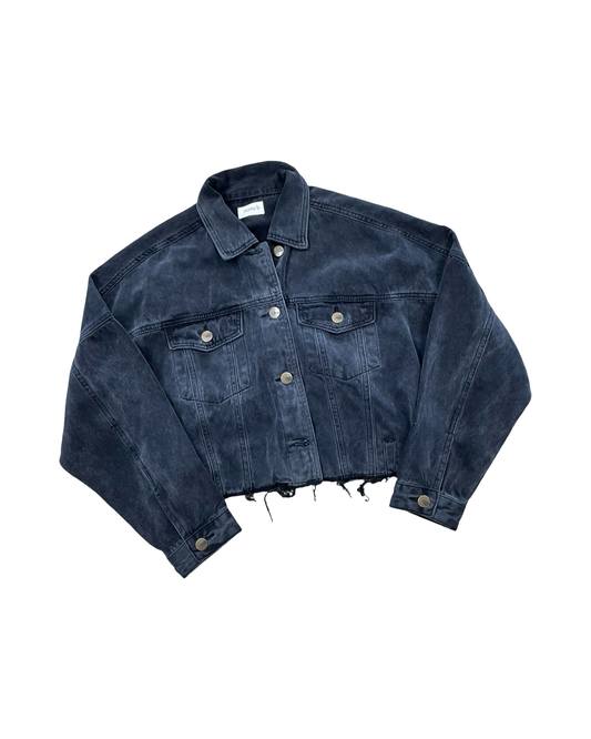Jacket Denim By Mono B In Black Denim, Size:S