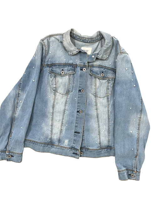 Jacket Denim By Jessica Simpson In Blue Denim, Size:2X