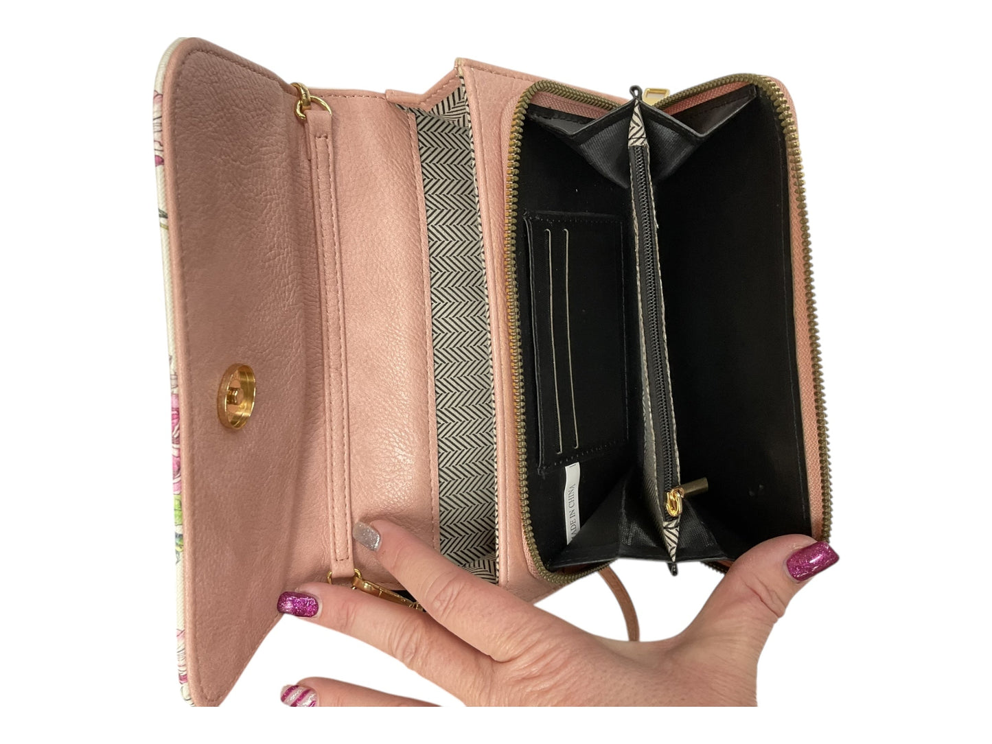 Crossbody By Clothes Mentor In Pink & White, Size:Small