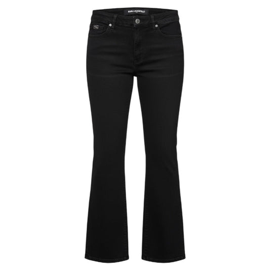 High Rise Flare Leg Jeans Designer By Karl Lagerfeld In Black, Size: 14