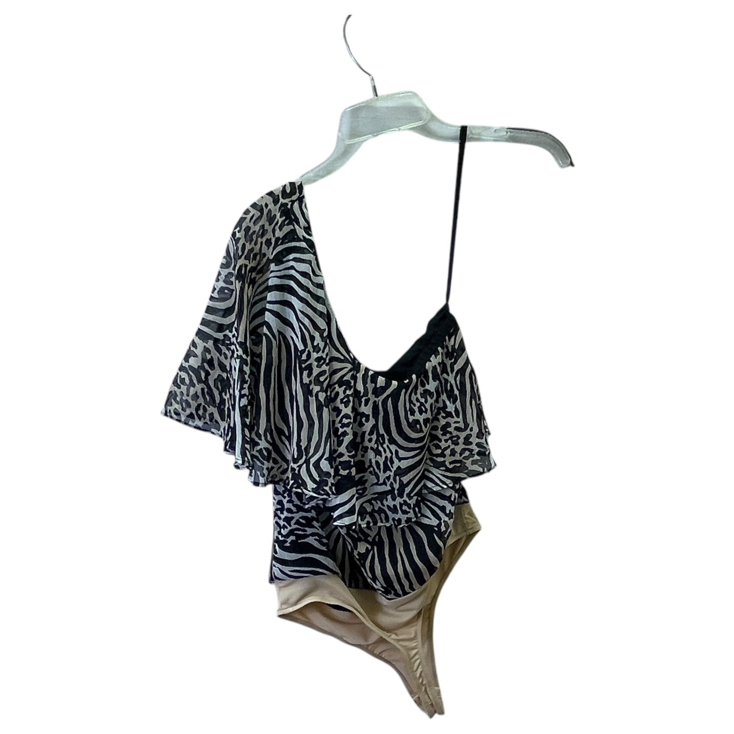 Bodysuit By Express In Black & Cream, Size:M