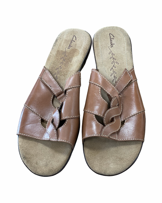Sandals Heels Kitten By Clarks In Brown, Size:10