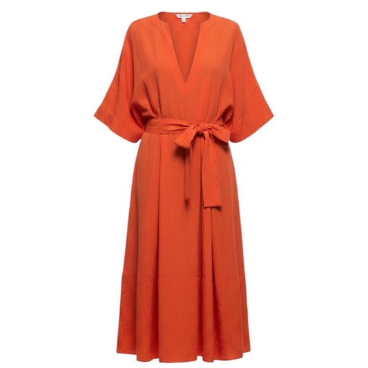 Cuffed Short Sleeve Maxi Dress By Vince In Orange, Size: S