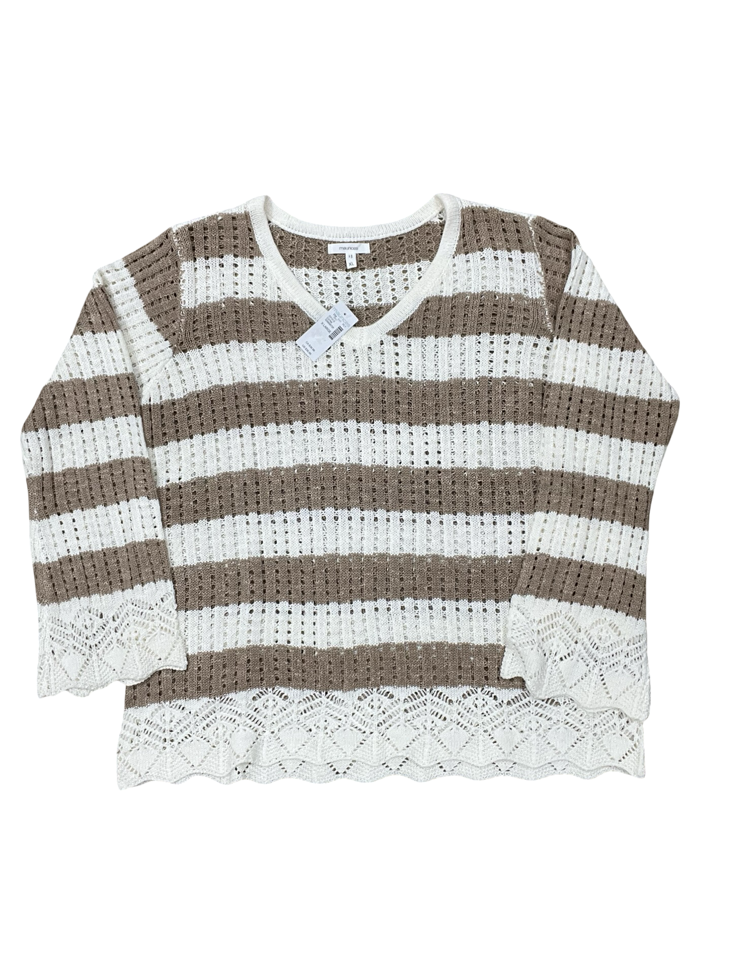 Top Ls By Maurices In Tan & White, Size:Xl