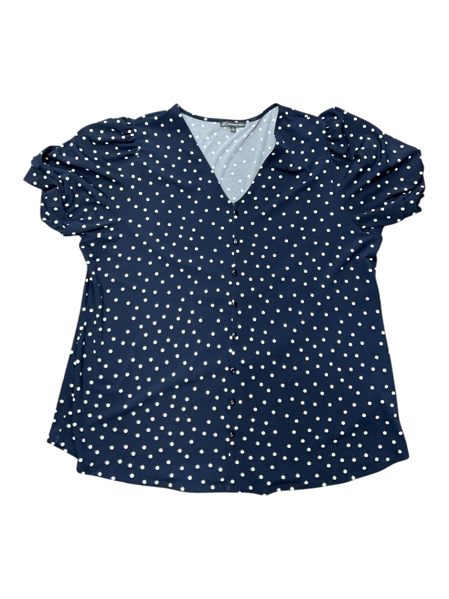 Top Ss By Adrianna Papell In Blue & White, Size:1X
