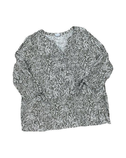 Top 3/4 Sleeve By Croft And Barrow In Green & White, Size:Xl
