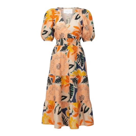 Orange Blossom Hacienda Midi Dress By Sugar Lips In Floral Print, Size: XS