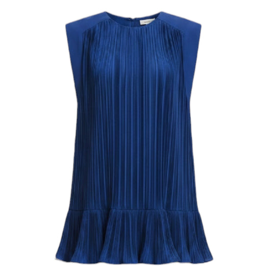 Cap-Sleeve Plissé Mini Dress By Anthropologie In Blue, Size: M