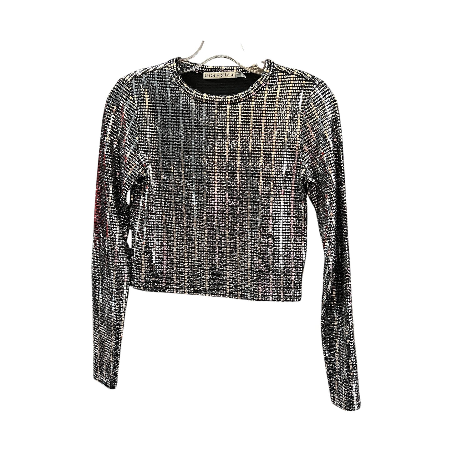 TOP LS DESIGNER by ALICE + OLIVIA In BLACK & SILVER, Size: XS