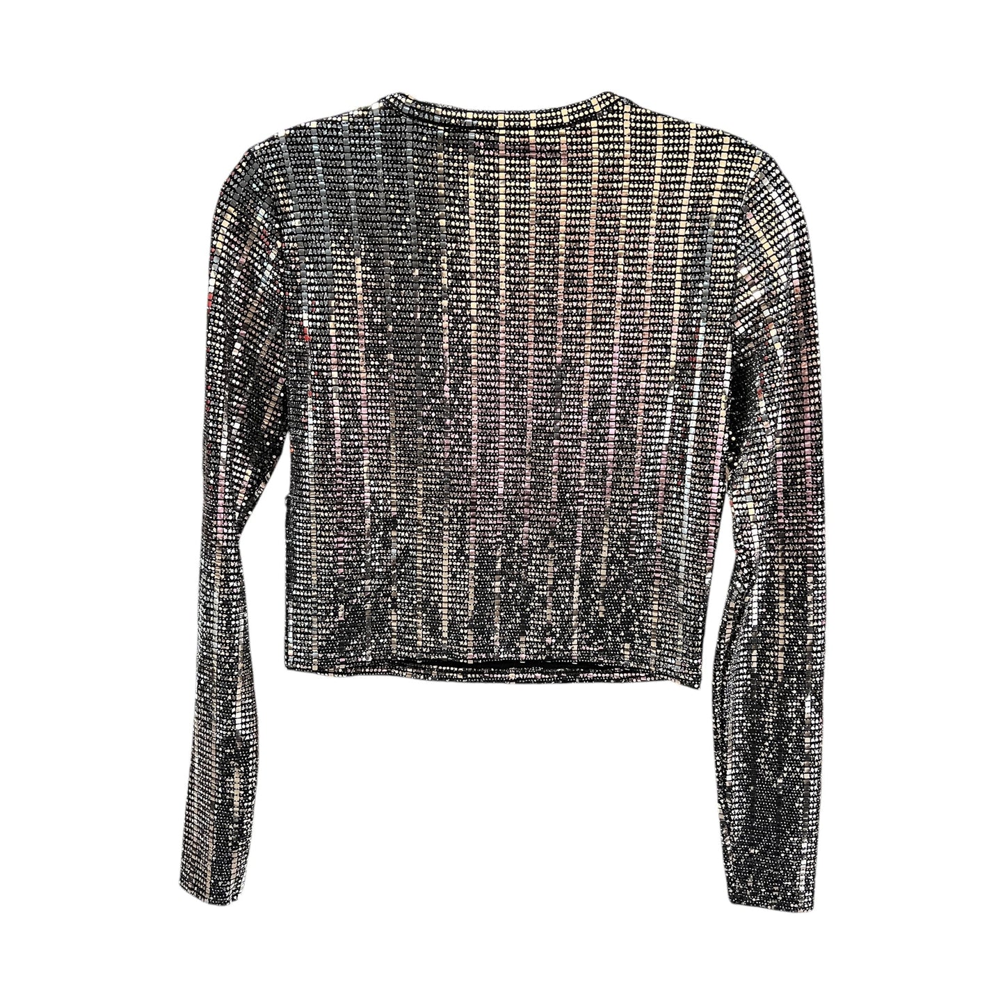 TOP LS DESIGNER by ALICE + OLIVIA In BLACK & SILVER, Size: XS